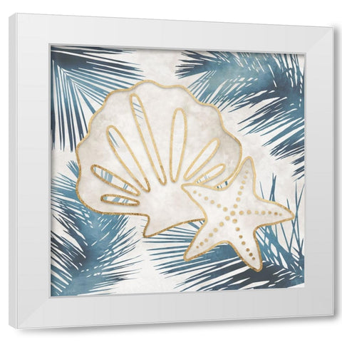 Shells and Palms I White Modern Wood Framed Art Print by Carpentieri, Natalie