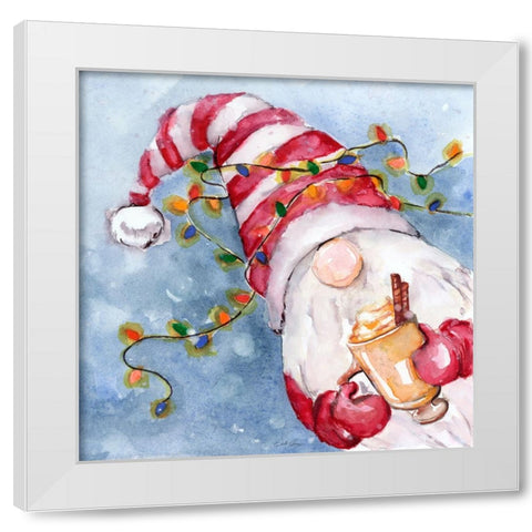 Eggnog Gnome White Modern Wood Framed Art Print by Chang, Stella