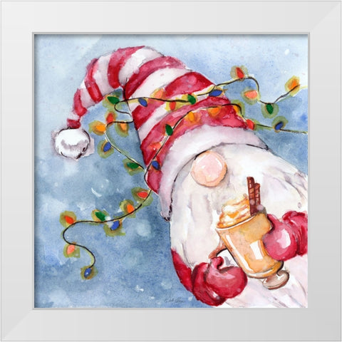 Eggnog Gnome White Modern Wood Framed Art Print by Chang, Stella