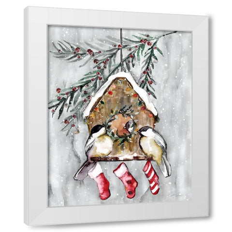 Winter Birds White Modern Wood Framed Art Print by Chang, Stella