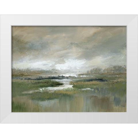 Misty Inlet White Modern Wood Framed Art Print by Nan