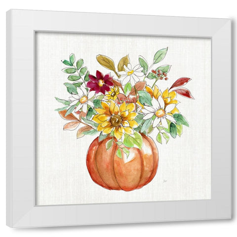 Pumpkin Bouquet I White Modern Wood Framed Art Print by Nan