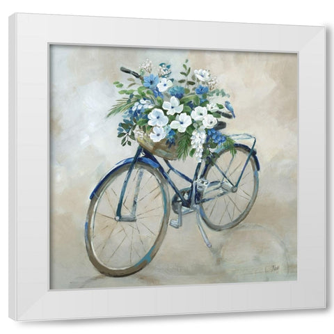 Bluebird Bike White Modern Wood Framed Art Print by Nan