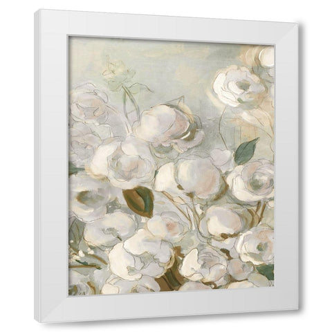 Moonlit Climbing Roses I White Modern Wood Framed Art Print by Robinson, Carol