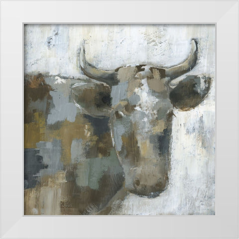 Calico Cow White Modern Wood Framed Art Print by Nan