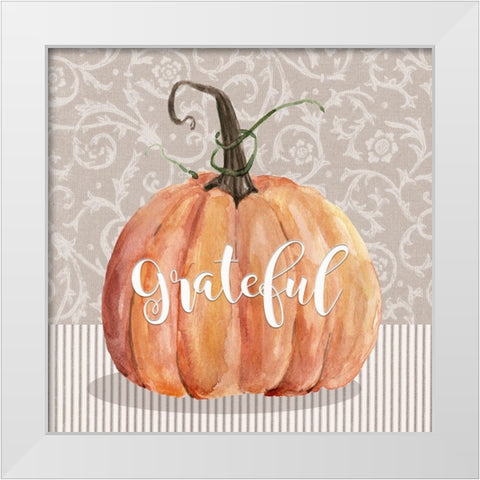 Grateful Pumpkin White Modern Wood Framed Art Print by Finn, Livi