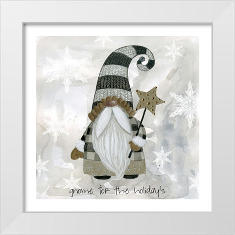 Gnome For The Holiday White Modern Wood Framed Art Print by Finn, Livi
