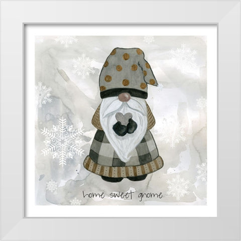 Home Sweet Gnome White Modern Wood Framed Art Print by Finn, Livi
