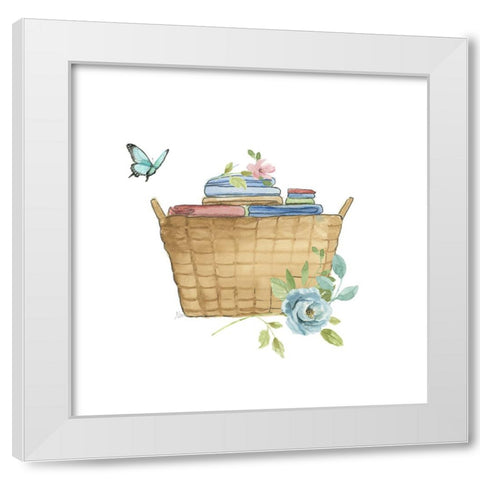 Laundry Basket White Modern Wood Framed Art Print by Nan