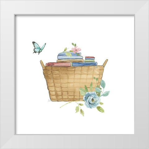 Laundry Basket White Modern Wood Framed Art Print by Nan