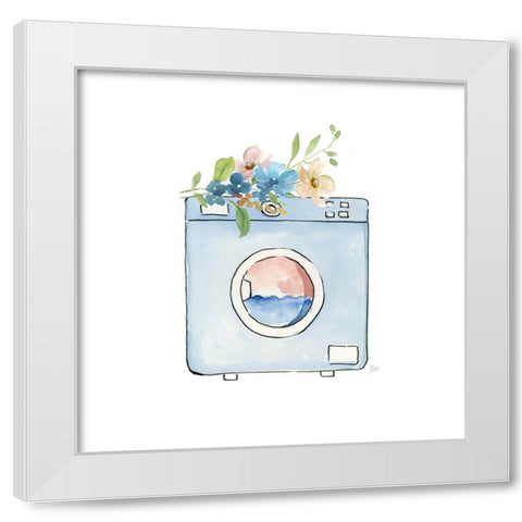 Laundry Washer White Modern Wood Framed Art Print by Nan