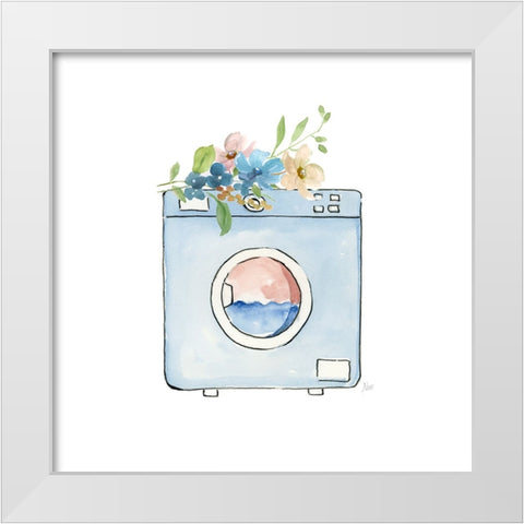 Laundry Washer White Modern Wood Framed Art Print by Nan