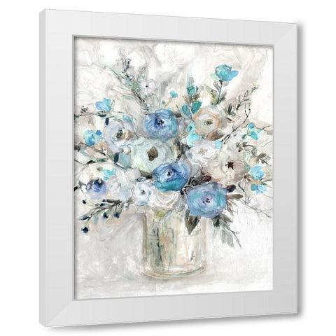 Blue Contemporary Bouquet White Modern Wood Framed Art Print by Robinson, Carol