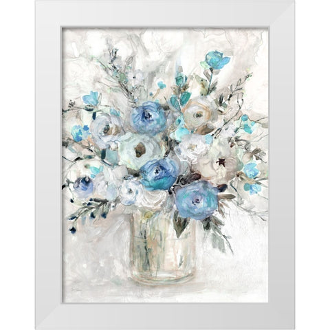 Blue Contemporary Bouquet White Modern Wood Framed Art Print by Robinson, Carol