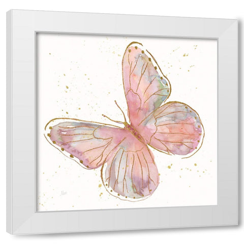 Blush Butterfly I White Modern Wood Framed Art Print by Nan