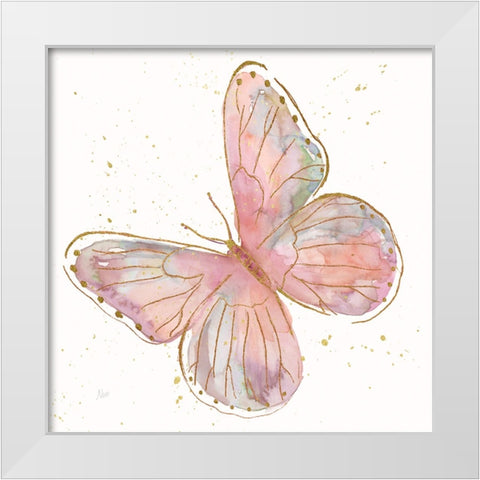 Blush Butterfly I White Modern Wood Framed Art Print by Nan