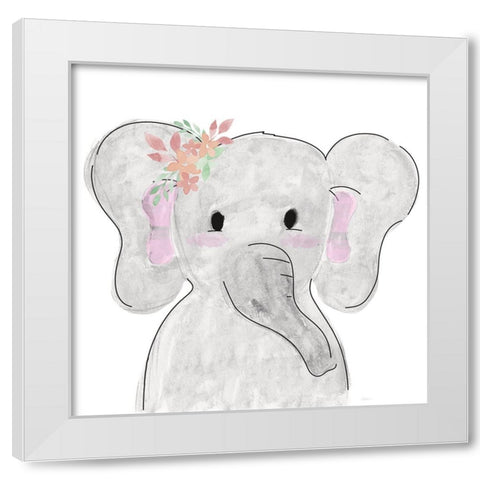 Cute Elephant White Modern Wood Framed Art Print by Carpentieri, Natalie