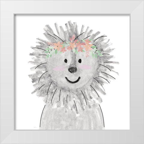 Cute Lion White Modern Wood Framed Art Print by Carpentieri, Natalie
