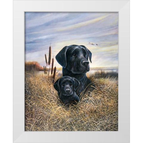 Father and Son White Modern Wood Framed Art Print by Manning, Ruane