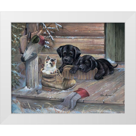 Inquisitive Friends White Modern Wood Framed Art Print by Manning, Ruane