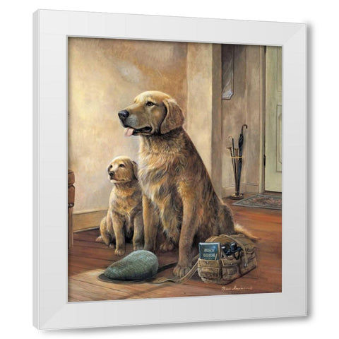 Trail Buddies White Modern Wood Framed Art Print by Manning, Ruane