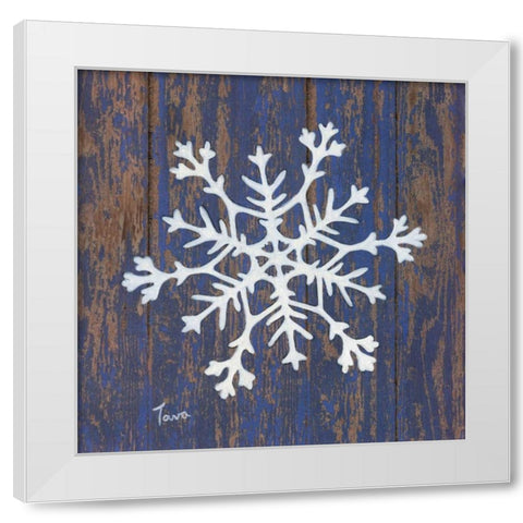 Stencil Snowflake White Modern Wood Framed Art Print by Tava, Janet