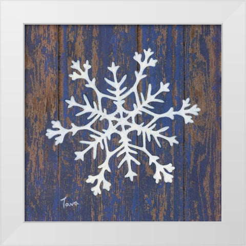 Stencil Snowflake White Modern Wood Framed Art Print by Tava, Janet