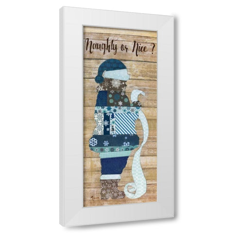 Naughty or Nice White Modern Wood Framed Art Print by Tava, Janet