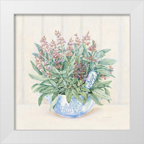 Sage White Modern Wood Framed Art Print by Searle, Anne