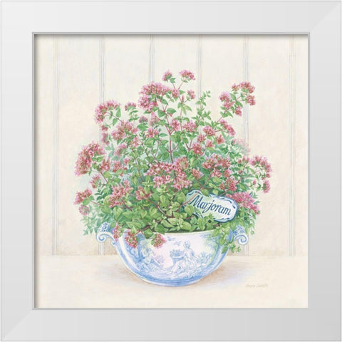 Marjoram White Modern Wood Framed Art Print by Searle, Anne