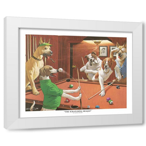 The Scratching Beagle White Modern Wood Framed Art Print by Sarnoff, Arthur