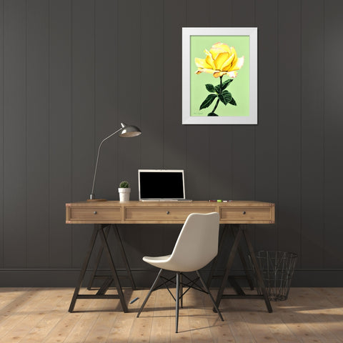 Yellow Rose White Modern Wood Framed Art Print by Segrest, Jane