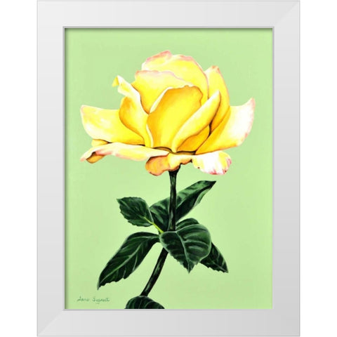 Yellow Rose White Modern Wood Framed Art Print by Segrest, Jane