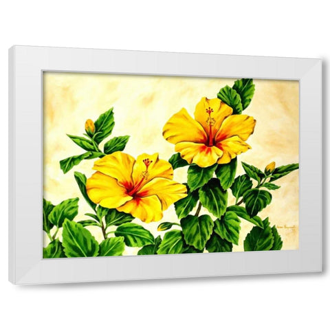 Yellow Hibiscus White Modern Wood Framed Art Print by Segrest, Jane