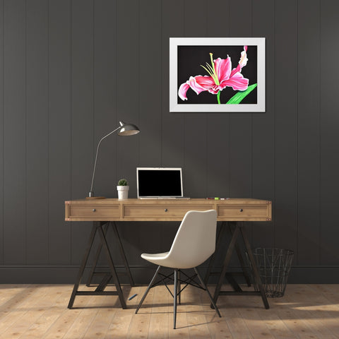 Pink Lily White Modern Wood Framed Art Print by Segrest, Jane