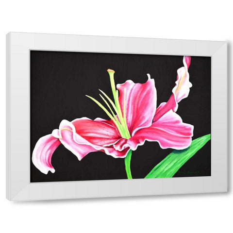 Pink Lily White Modern Wood Framed Art Print by Segrest, Jane