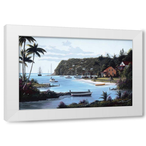 Island Paradise White Modern Wood Framed Art Print by Saunders, Bill