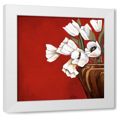 Tulips on Red White Modern Wood Framed Art Print by Parr, Ann