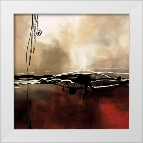 Symphony in Red and Khaki I White Modern Wood Framed Art Print by Maitland, Laurie