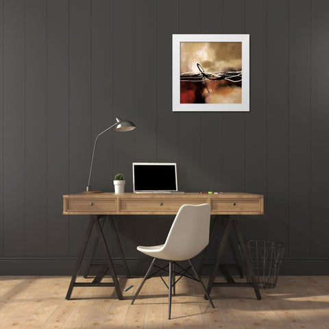 Symphony in Red and Khaki II White Modern Wood Framed Art Print by Maitland, Laurie