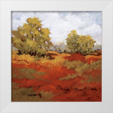 Scarlet Fields I White Modern Wood Framed Art Print by Baynes, Maija