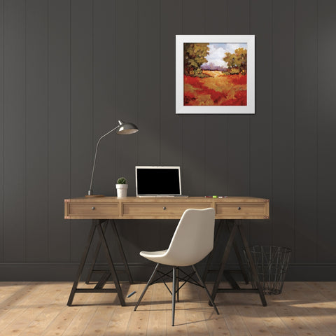 Scarlet Fields II White Modern Wood Framed Art Print by Baynes, Maija
