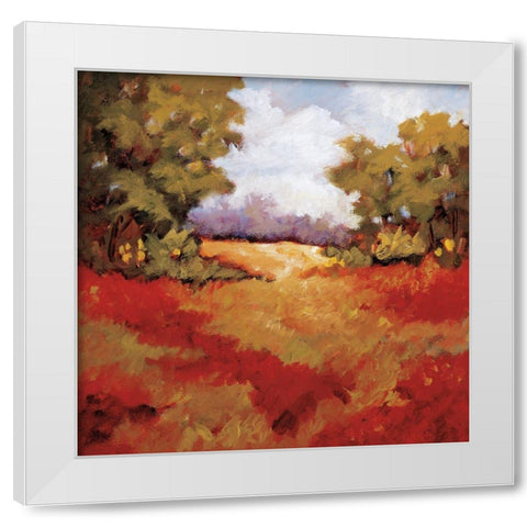 Scarlet Fields II White Modern Wood Framed Art Print by Baynes, Maija