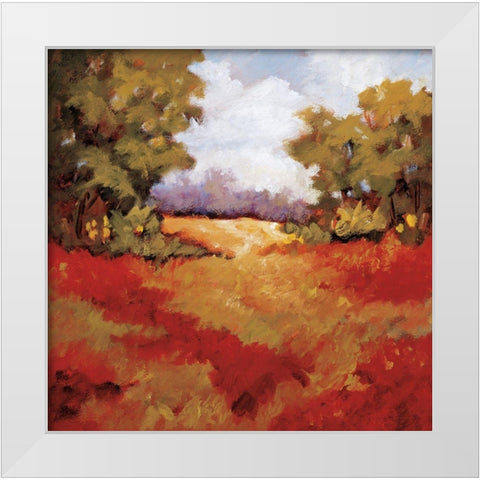 Scarlet Fields II White Modern Wood Framed Art Print by Baynes, Maija