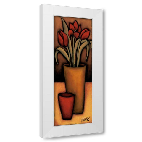 Tulipas Vermelhas White Modern Wood Framed Art Print by Alves, Helena