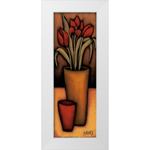 Tulipas Vermelhas White Modern Wood Framed Art Print by Alves, Helena
