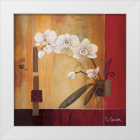 Orchid Lines II White Modern Wood Framed Art Print by Li-Leger, Don