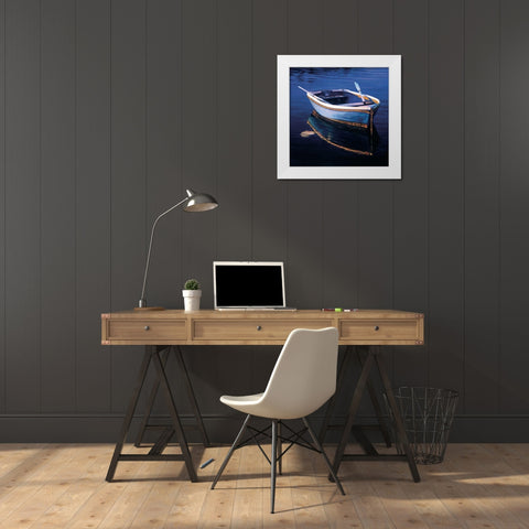 Harbor Glow White Modern Wood Framed Art Print by Swimm, Tom