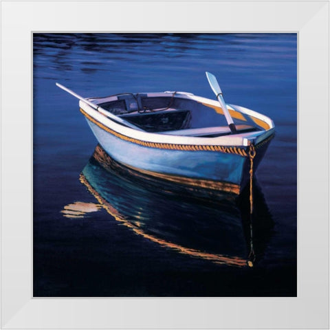 Harbor Glow White Modern Wood Framed Art Print by Swimm, Tom