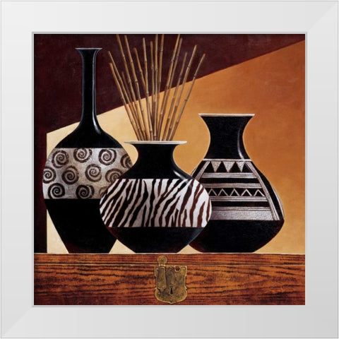 Patterns in Ebony I White Modern Wood Framed Art Print by Mallett, Keith